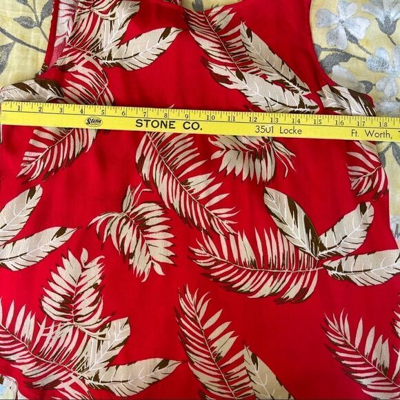 Melloday Tie Back Tropical Print Red/Beige Tank Top - XS - Picture 5 of 6